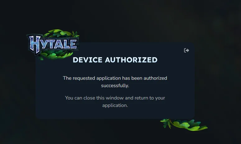 Browser confirmation screen showing a verified device code